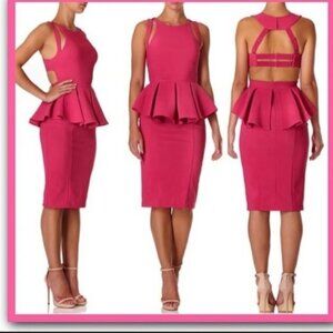 Forever Unique Alannah Peplum Cut Out Back Midi Dress